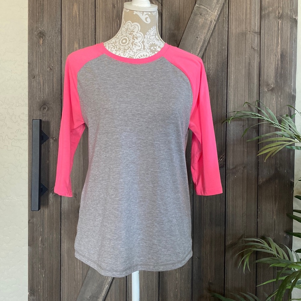 Women’s Pink/Grey Baseball Tee